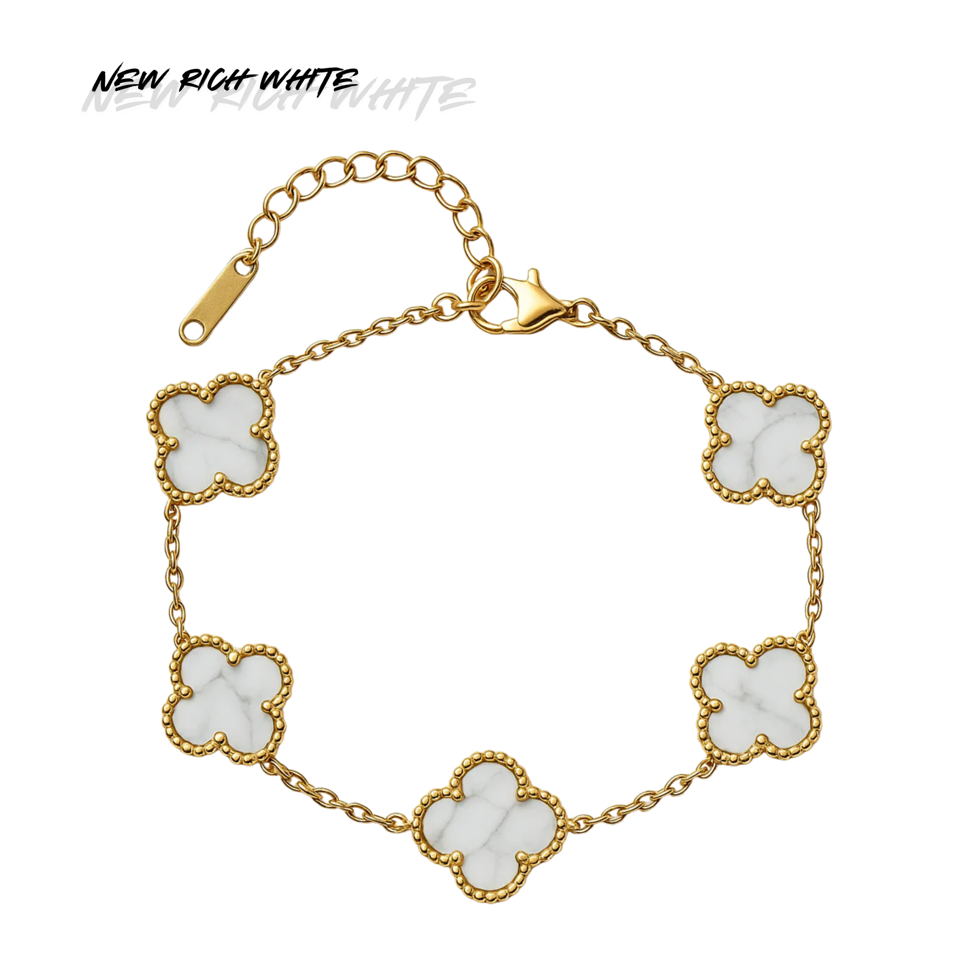 Pulsera de Trébol New Rich White