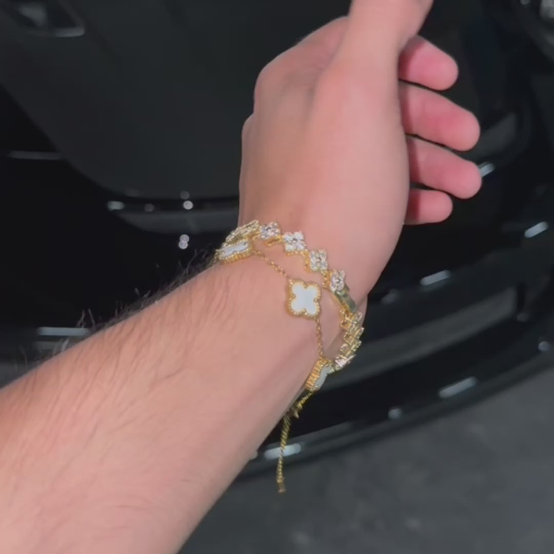 Pulsera de Trébol New Rich White